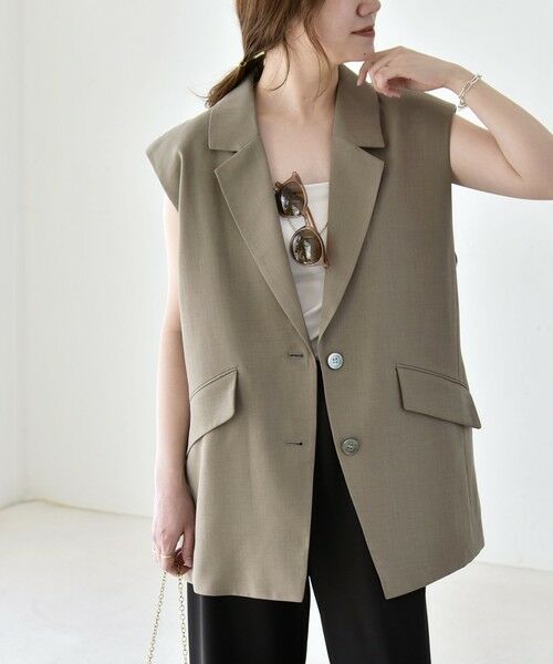 SHIPS / シップス ベスト | 《予約》quaranciel: リネン ミックス テーラード オーバー ジレ | 詳細17