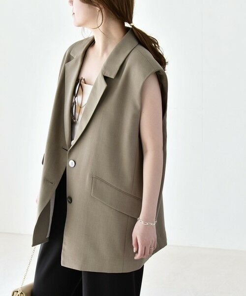 SHIPS / シップス ベスト | 《予約》quaranciel: リネン ミックス テーラード オーバー ジレ | 詳細18