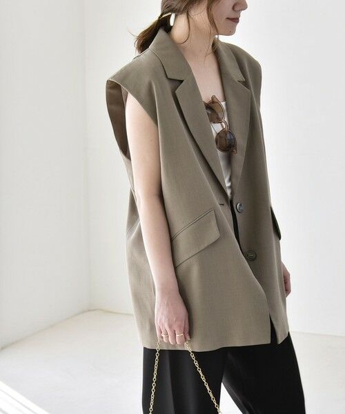 SHIPS / シップス ベスト | 《予約》quaranciel: リネン ミックス テーラード オーバー ジレ | 詳細23