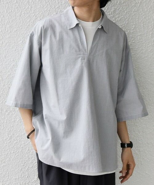 SHIPS / シップス シャツ・ブラウス | SHIPS any:〈洗濯機可能〉ボイル スキッパー ハーフスリーブ プルオーバー シャツ◆（グレー）