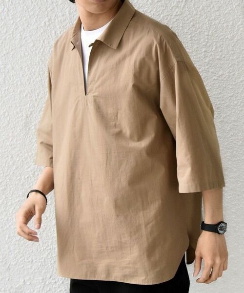 SHIPS / シップス シャツ・ブラウス | SHIPS any:〈洗濯機可能〉ボイル スキッパー ハーフスリーブ プルオーバー シャツ◆（ベージュ）