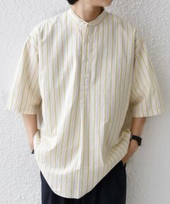 SHIPS / シップス シャツ・ブラウス | SHIPS any:〈洗濯機可能〉コットン/リネン ストライプ バンド スキッパー ハーフスリーブ シャツ 26SS◆