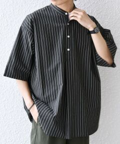 SHIPS / シップス シャツ・ブラウス | SHIPS any:〈洗濯機可能〉コットン/リネン ストライプ バンド スキッパー ハーフスリーブ シャツ 26SS◆