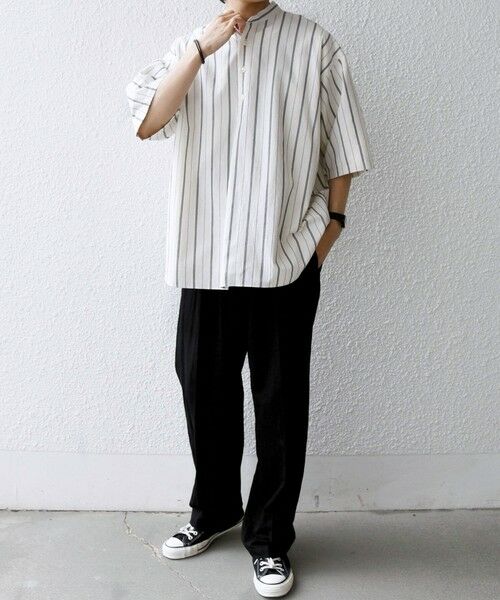 SHIPS / シップス シャツ・ブラウス | SHIPS any:〈洗濯機可能〉コットン/リネン ストライプ バンド スキッパー ハーフスリーブ シャツ 26SS◆ | 詳細1