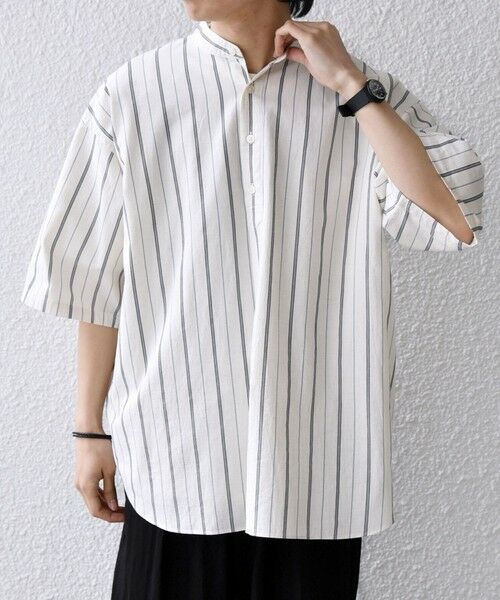 SHIPS / シップス シャツ・ブラウス | SHIPS any:〈洗濯機可能〉コットン/リネン ストライプ バンド スキッパー ハーフスリーブ シャツ 26SS◆ | 詳細3