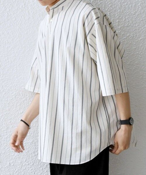 SHIPS / シップス シャツ・ブラウス | SHIPS any:〈洗濯機可能〉コットン/リネン ストライプ バンド スキッパー ハーフスリーブ シャツ 26SS◆ | 詳細4