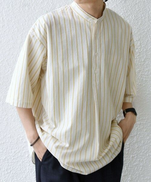 SHIPS / シップス シャツ・ブラウス | SHIPS any:〈洗濯機可能〉コットン/リネン ストライプ バンド スキッパー ハーフスリーブ シャツ 26SS◆ | 詳細18