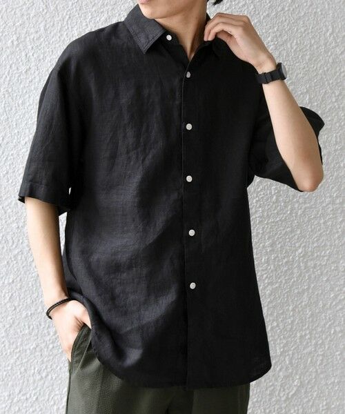 SHIPS / シップス シャツ・ブラウス | SHIPS any:〈洗濯機可能〉NOVELTEX リネン レギュラーカラー シャツ◆（ブラック）