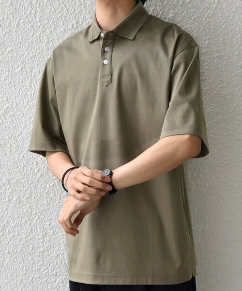 SHIPS / シップス Tシャツ | SHIPS any:〈接触冷感/遮熱/UVカット〉COOL TOUCH スムース デザイン リブ ポロシャツ◆（ベージュ）