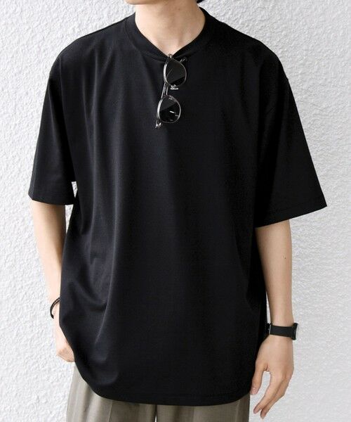 SHIPS / シップス Tシャツ | SHIPS any:〈洗濯機可能〉JAPAN MADE ライト ペーパー クルーネック Tシャツ◆（ブラック）