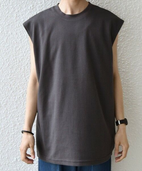 SHIPS / シップス Tシャツ | 【WEB限定】SHIPS any:〈接触冷感〉COOL TOUCH スムース リラックス ノースリーブ Tシャツ 26SS◆（チャコールグレー）