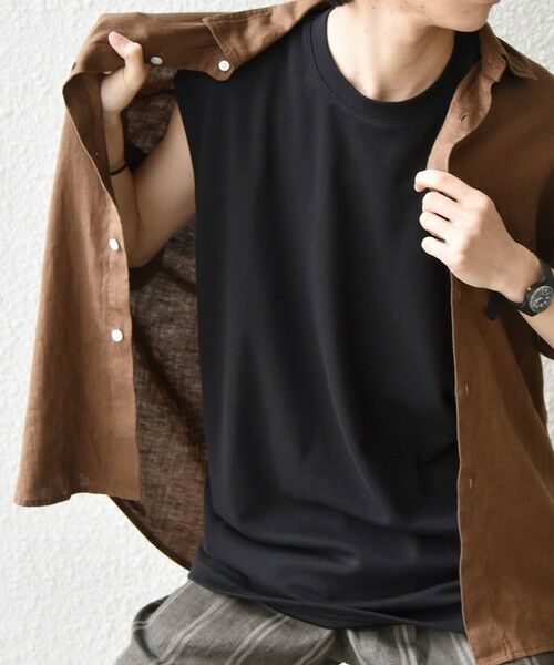 SHIPS / シップス Tシャツ | 【WEB限定】SHIPS any:〈接触冷感〉COOL TOUCH スムース リラックス ノースリーブ Tシャツ 26SS◆（ブラック）