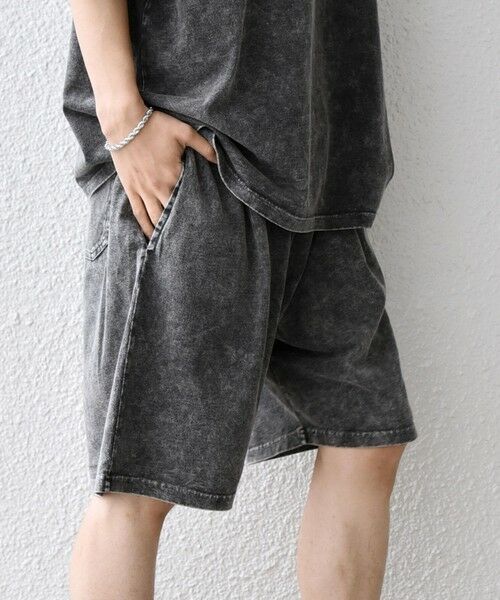 SHIPS / シップス ショート・ハーフ・半端丈パンツ | 【SHIPS any別注】ONEITA: ケミカルウォッシュ イージー ショーツ(セットアップ対応)◆（ブラック）