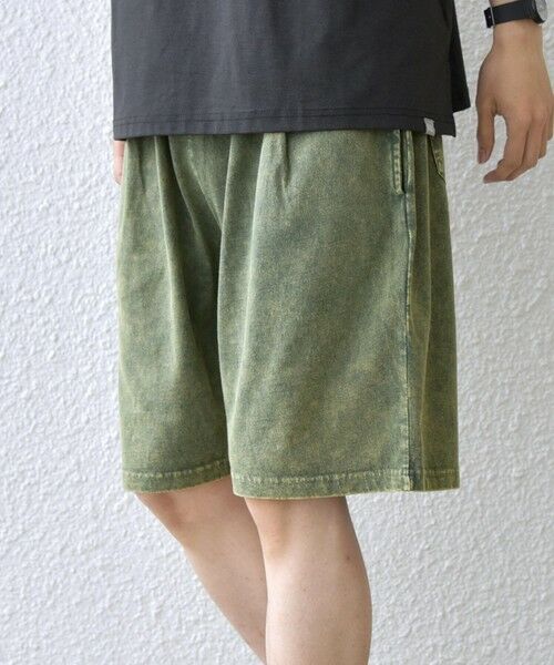 SHIPS / シップス ショート・ハーフ・半端丈パンツ | 【SHIPS any別注】ONEITA: ケミカルウォッシュ イージー ショーツ(セットアップ対応)◆（オリーブ）