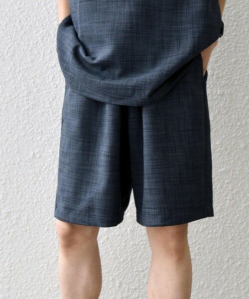 SHIPS / シップス ショート・ハーフ・半端丈パンツ | SHIPS any:〈UVカット〉FUTURE LINEN CANVAS リネンライク イージー ショーツ◆（ブルー）