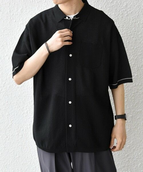 SHIPS / シップス シャツ・ブラウス | SHIPS any:〈手洗い可能〉TEXBRID(R) ドライタッチ サマー ニット シャツ◆（ブラック）