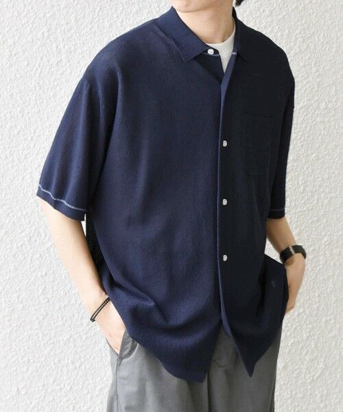 SHIPS / シップス シャツ・ブラウス | SHIPS any:〈手洗い可能〉TEXBRID(R) ドライタッチ サマー ニット シャツ◆（ネイビー）