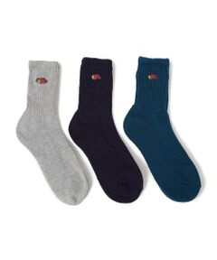 SHIPS / シップス ソックス | FRUIT OF THE LOOM: 3足組 ワンポイント 刺繍 クルー ソックス