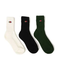 SHIPS / シップス ソックス | FRUIT OF THE LOOM: 3足組 ワンポイント 刺繍 クルー ソックス