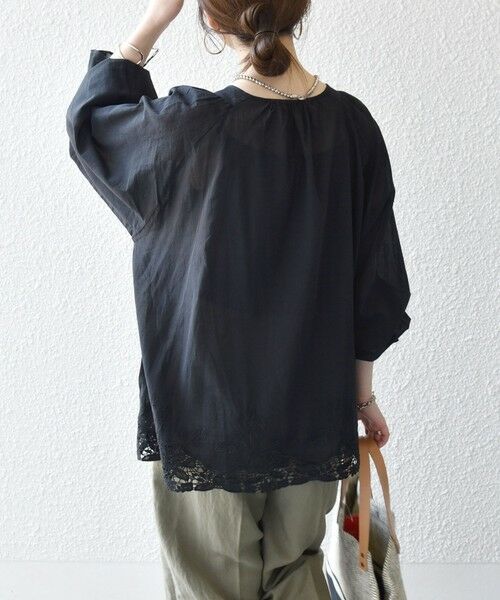 SHIPS / シップス シャツ・ブラウス | 《予約》SHIPS any:〈手洗い可能〉コットン レース ヘム キーネック ギャザー ブラウス | 詳細12