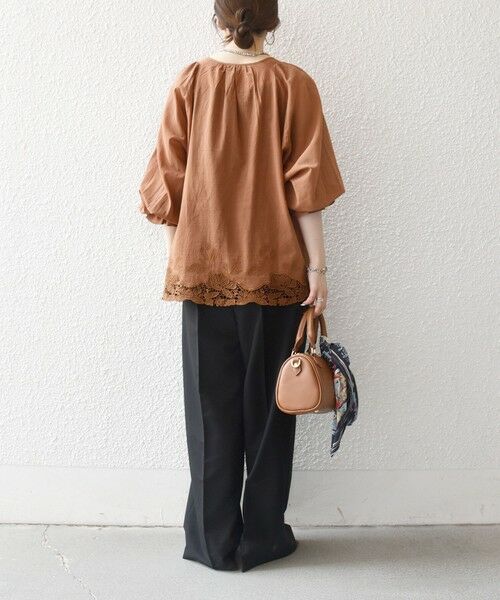 SHIPS / シップス シャツ・ブラウス | 《予約》SHIPS any:〈手洗い可能〉コットン レース ヘム キーネック ギャザー ブラウス | 詳細18