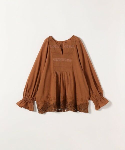 SHIPS / シップス シャツ・ブラウス | 《予約》SHIPS any:〈手洗い可能〉コットン レース ヘム キーネック ギャザー ブラウス | 詳細24