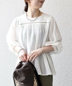 SHIPS / シップス シャツ・ブラウス | 《予約》SHIPS any:〈洗濯機可能〉コットン ミックス ハシゴ レース ギャザー ブラウス