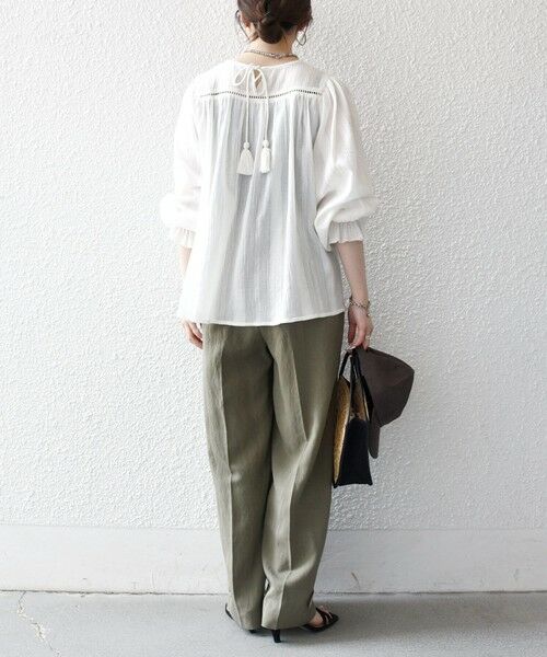 SHIPS / シップス シャツ・ブラウス | 《予約》SHIPS any:〈洗濯機可能〉コットン ミックス ハシゴ レース ギャザー ブラウス | 詳細2