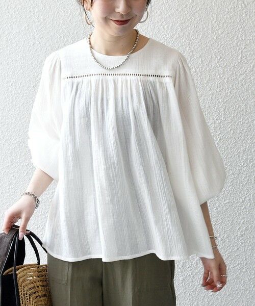 SHIPS / シップス シャツ・ブラウス | 《予約》SHIPS any:〈洗濯機可能〉コットン ミックス ハシゴ レース ギャザー ブラウス | 詳細3