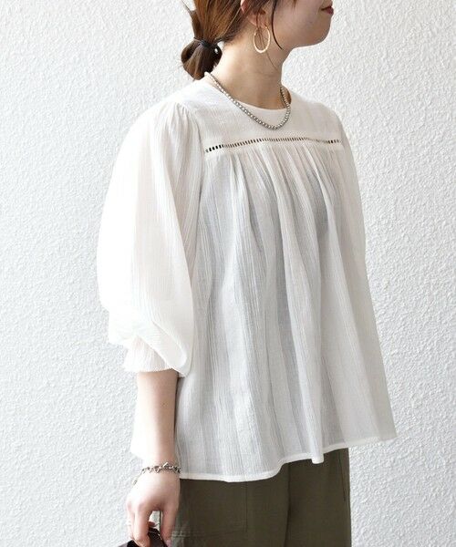 SHIPS / シップス シャツ・ブラウス | 《予約》SHIPS any:〈洗濯機可能〉コットン ミックス ハシゴ レース ギャザー ブラウス | 詳細4