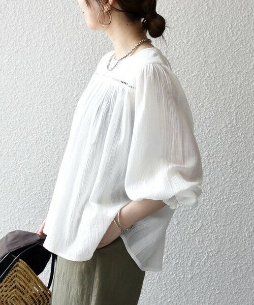 SHIPS / シップス シャツ・ブラウス | 《予約》SHIPS any:〈洗濯機可能〉コットン ミックス ハシゴ レース ギャザー ブラウス | 詳細6