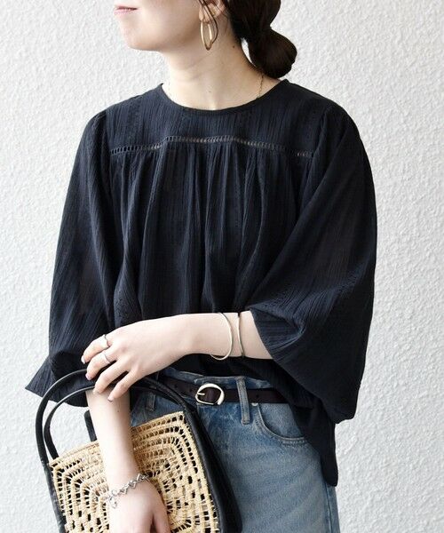 SHIPS / シップス シャツ・ブラウス | 《予約》SHIPS any:〈洗濯機可能〉コットン ミックス ハシゴ レース ギャザー ブラウス | 詳細10