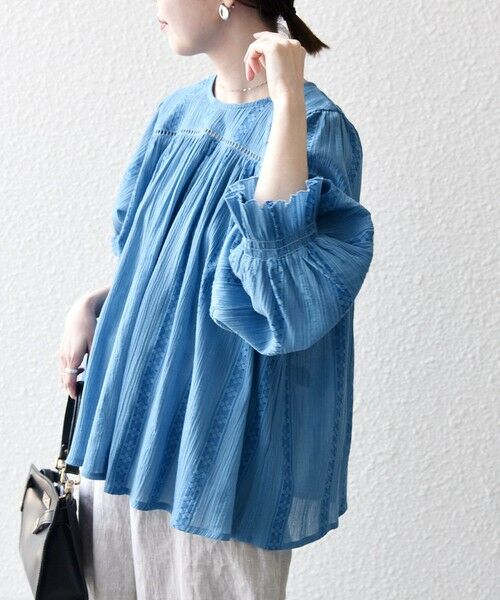 SHIPS / シップス シャツ・ブラウス | 《予約》SHIPS any:〈洗濯機可能〉コットン ミックス ハシゴ レース ギャザー ブラウス | 詳細24