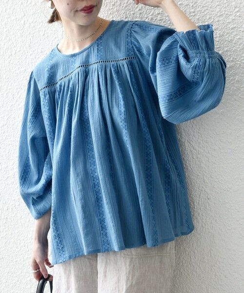 SHIPS / シップス シャツ・ブラウス | 《予約》SHIPS any:〈洗濯機可能〉コットン ミックス ハシゴ レース ギャザー ブラウス | 詳細25