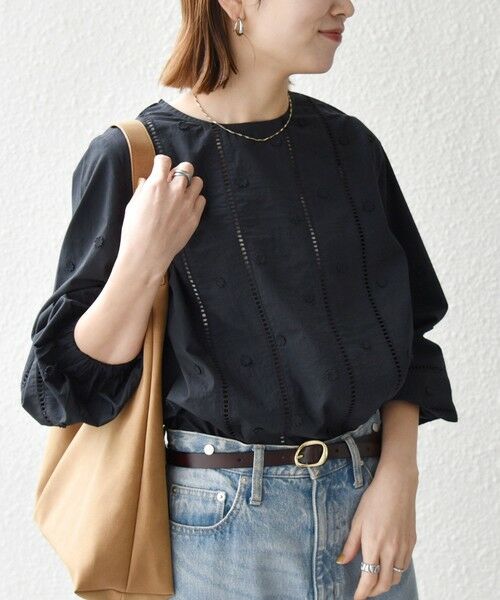 SHIPS / シップス シャツ・ブラウス | 《予約》【WEB限定】SHIPS any:〈洗濯機可能〉フラワー モチーフ ハシゴレース クルーネック ブラウス 2 | 詳細3