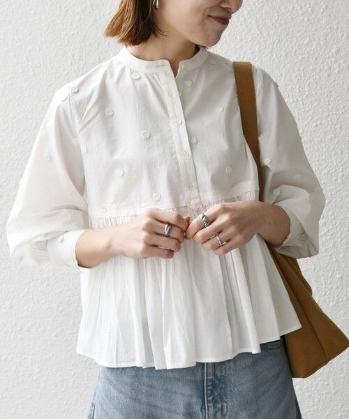 SHIPS / シップス シャツ・ブラウス | 《予約》【WEB限定】SHIPS any:〈洗濯機可能〉フラワー モチーフ ペプラム ギャザー シャツ ブラウス | 詳細4