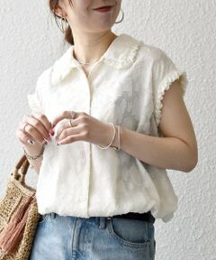 SHIPS / シップス シャツ・ブラウス | 《予約》SHIPS any:〈洗濯機可能〉カット ジャカード ドロスト フレンチ スリーブ シャツ ブラウス