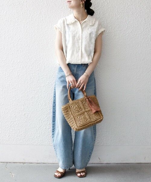 SHIPS / シップス シャツ・ブラウス | SHIPS any:〈洗濯機可能〉カット ジャカード ドロスト フレンチ スリーブ シャツ ブラウス | 詳細1