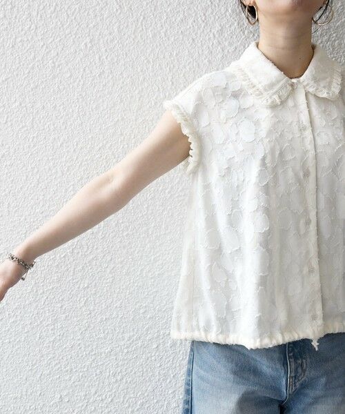 SHIPS / シップス シャツ・ブラウス | SHIPS any:〈洗濯機可能〉カット ジャカード ドロスト フレンチ スリーブ シャツ ブラウス | 詳細14