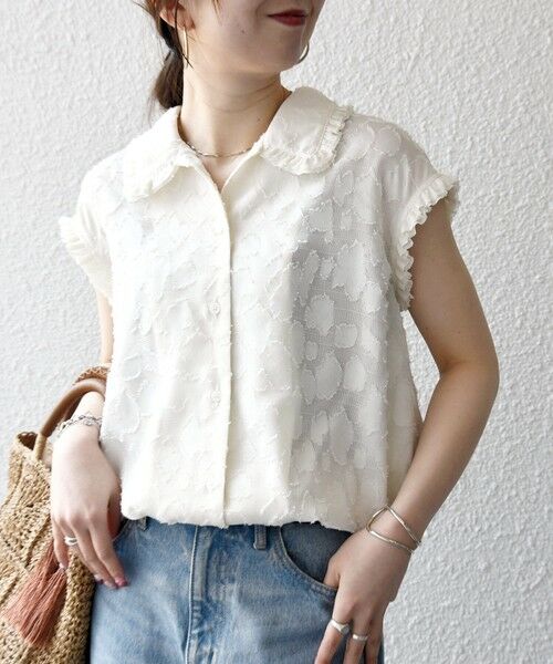 SHIPS / シップス シャツ・ブラウス | SHIPS any:〈洗濯機可能〉カット ジャカード ドロスト フレンチ スリーブ シャツ ブラウス | 詳細3