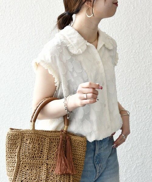 SHIPS / シップス シャツ・ブラウス | SHIPS any:〈洗濯機可能〉カット ジャカード ドロスト フレンチ スリーブ シャツ ブラウス | 詳細4