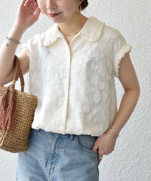 SHIPS / シップス シャツ・ブラウス | SHIPS any:〈洗濯機可能〉カット ジャカード ドロスト フレンチ スリーブ シャツ ブラウス | 詳細7