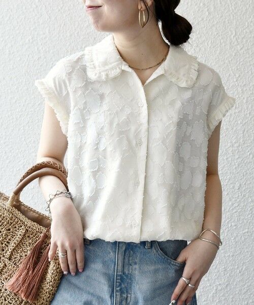 SHIPS / シップス シャツ・ブラウス | SHIPS any:〈洗濯機可能〉カット ジャカード ドロスト フレンチ スリーブ シャツ ブラウス | 詳細8