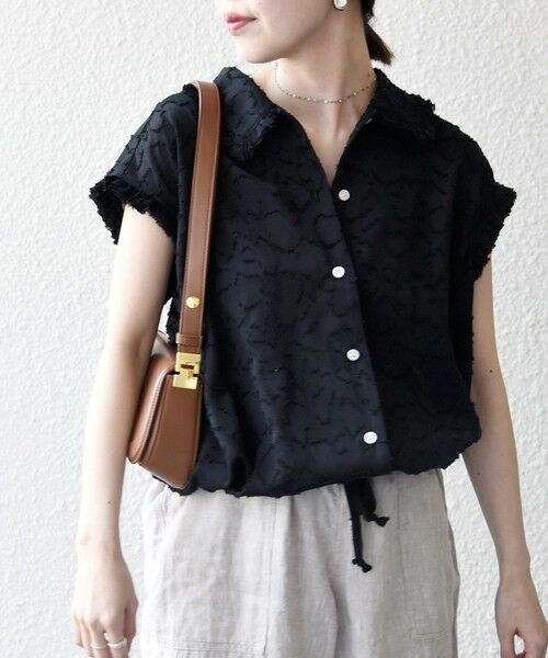 SHIPS / シップス シャツ・ブラウス | SHIPS any:〈洗濯機可能〉カット ジャカード ドロスト フレンチ スリーブ シャツ ブラウス | 詳細17