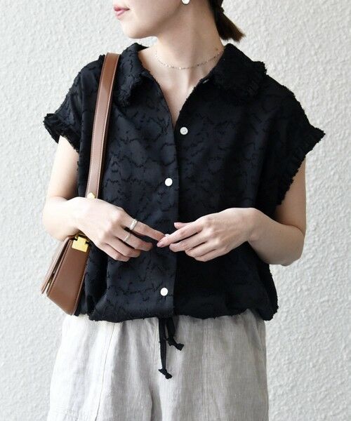 SHIPS / シップス シャツ・ブラウス | SHIPS any:〈洗濯機可能〉カット ジャカード ドロスト フレンチ スリーブ シャツ ブラウス | 詳細18