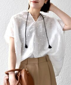 SHIPS / シップス シャツ・ブラウス | 《予約》SHIPS any:〈洗濯機可能〉ドット ジャカード タッセル スキッパー ブラウス