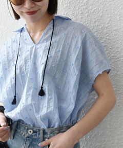 SHIPS / シップス シャツ・ブラウス | 《予約》SHIPS any:〈洗濯機可能〉ドット ジャカード タッセル スキッパー ブラウス