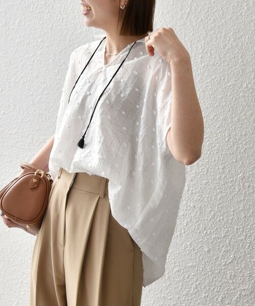 SHIPS / シップス シャツ・ブラウス | 《予約》SHIPS any:〈洗濯機可能〉ドット ジャカード タッセル スキッパー ブラウス | 詳細8