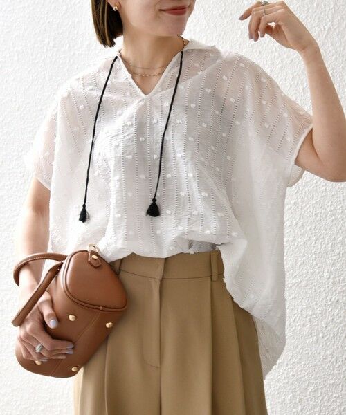 SHIPS / シップス シャツ・ブラウス | 《予約》SHIPS any:〈洗濯機可能〉ドット ジャカード タッセル スキッパー ブラウス | 詳細9