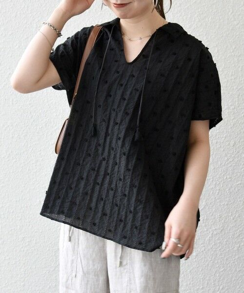 SHIPS / シップス シャツ・ブラウス | 《予約》SHIPS any:〈洗濯機可能〉ドット ジャカード タッセル スキッパー ブラウス | 詳細14